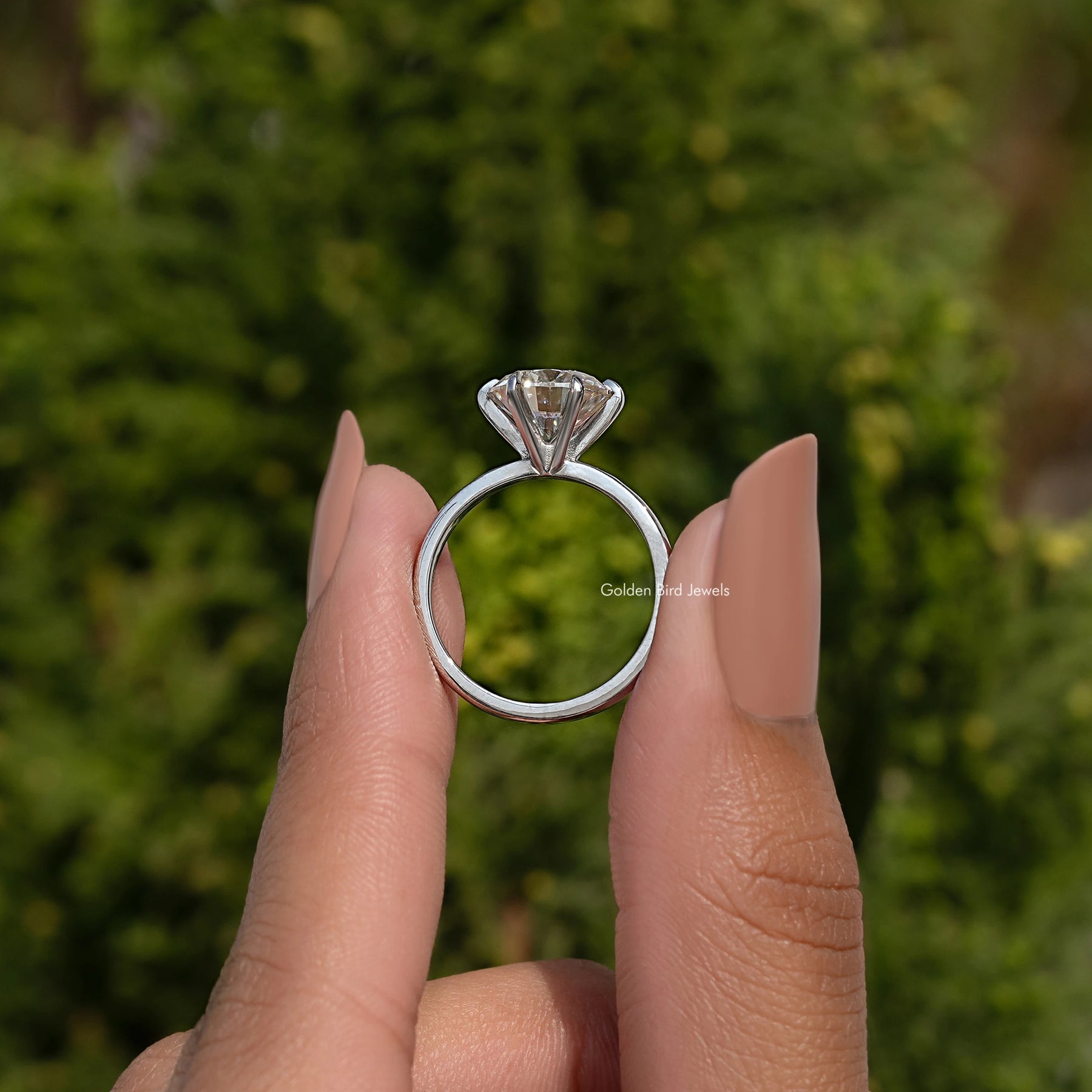 Round Cut Moissanite Solitaire Engagement Ring