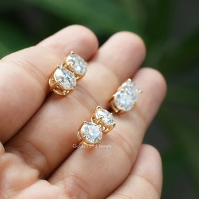 Side view of colorless stud earings for women 