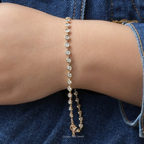 [Colorless Round Moissanite Tennis Bracelet]-[Golden Bird Jewels]