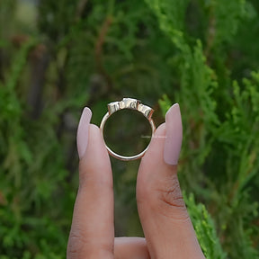 Round Moissanite Three Stone Bezel Set Ring