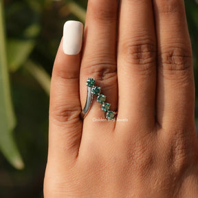 Front View of Round Cut Moissanite Engagement Ring In White Gold