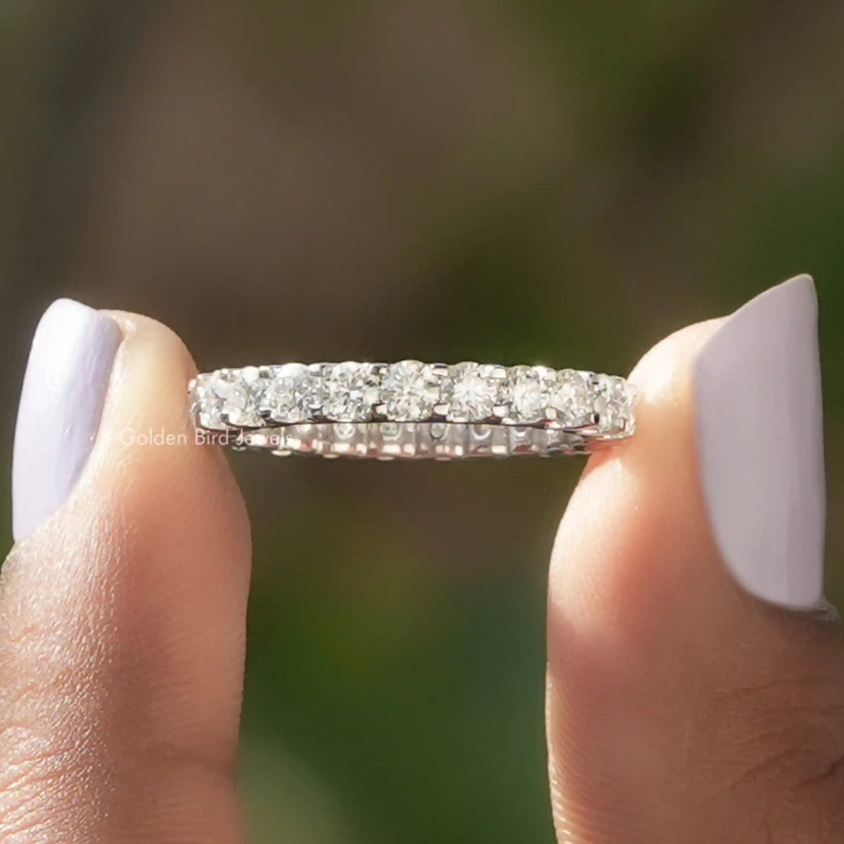 Round Moissanite Full Eternity Wedding Band