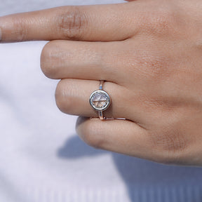 Rose Cut Round Moissanite Solitaire Ring For Her