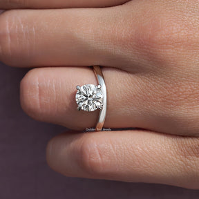 Round Cut Lab Diamond Curved Solitaire Ring