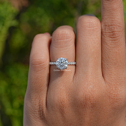 Top View Of Lab Diamond Round Cut Halo Ring