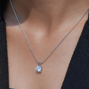 In Neck View Of Solitaire Round Cut Lab Diamond Pendant