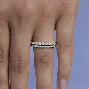 Round Moissanite Two Row Half Eternity Matching Band