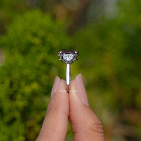 Oval Cut Ruby Gemstone Three Stone Ring