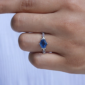 View of Hexagon Cut Gemstone Ring In finger