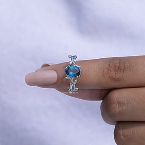 In finger front View of Prong Setting Oval Cut Solitaire Ring