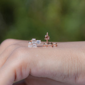Front And Back Side View Of Lab Diamond Bezel Set Wire Hook Earrings	
