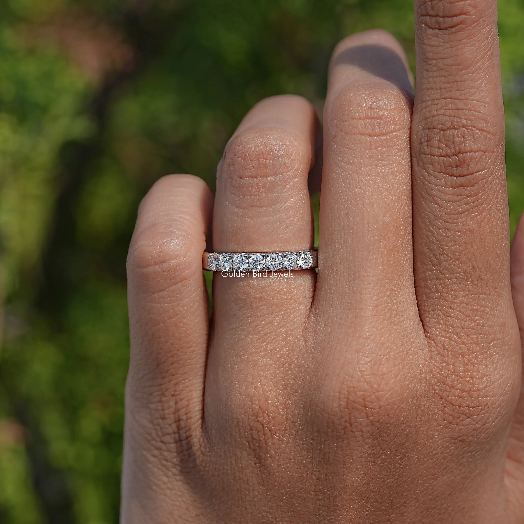 Seven Stone Round Cut Lab Diamond Wedding Band