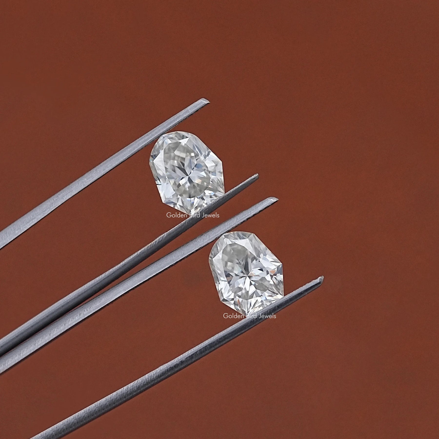 Cross View Of Shield Cut Lab Loose moissanite  