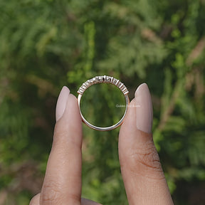 Back view of Moissanite Engagement Ring in Radiant and Pear Cut Stones