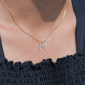 Detailed View Of M Letter Pendant Solitaire Pendant 