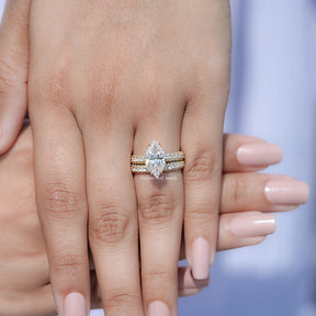 Dutch Marquise Cut Moissanite Bridal Ring Set