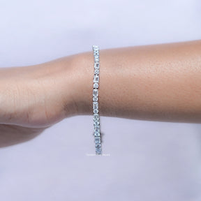 Emerald And Round Cut Diamond Tennis Bracelet