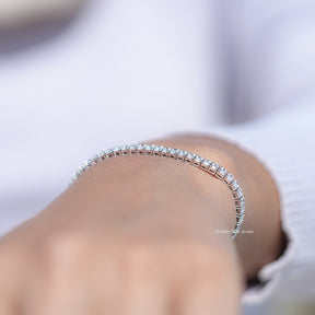 Emerald Cut Lab Diamond Tennis Bracelet