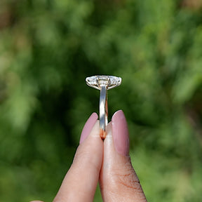 Side View of Engagement ring crafted With Dutch Marquise Cut moissanite 