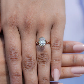 Close view of Cushion Cut Moissanite Solitaire Ring
