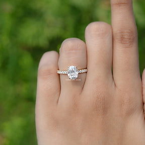 Oval Moissanite Bridge Accent Engagement Ring