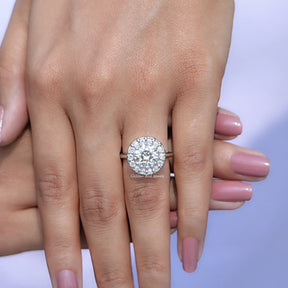 Old European Round Cut Moissanite Halo Bridal Ring