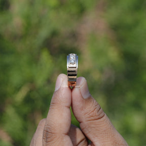 Side View of Engagement ring crafted With Lab Diamond Channel Set Men's Ring