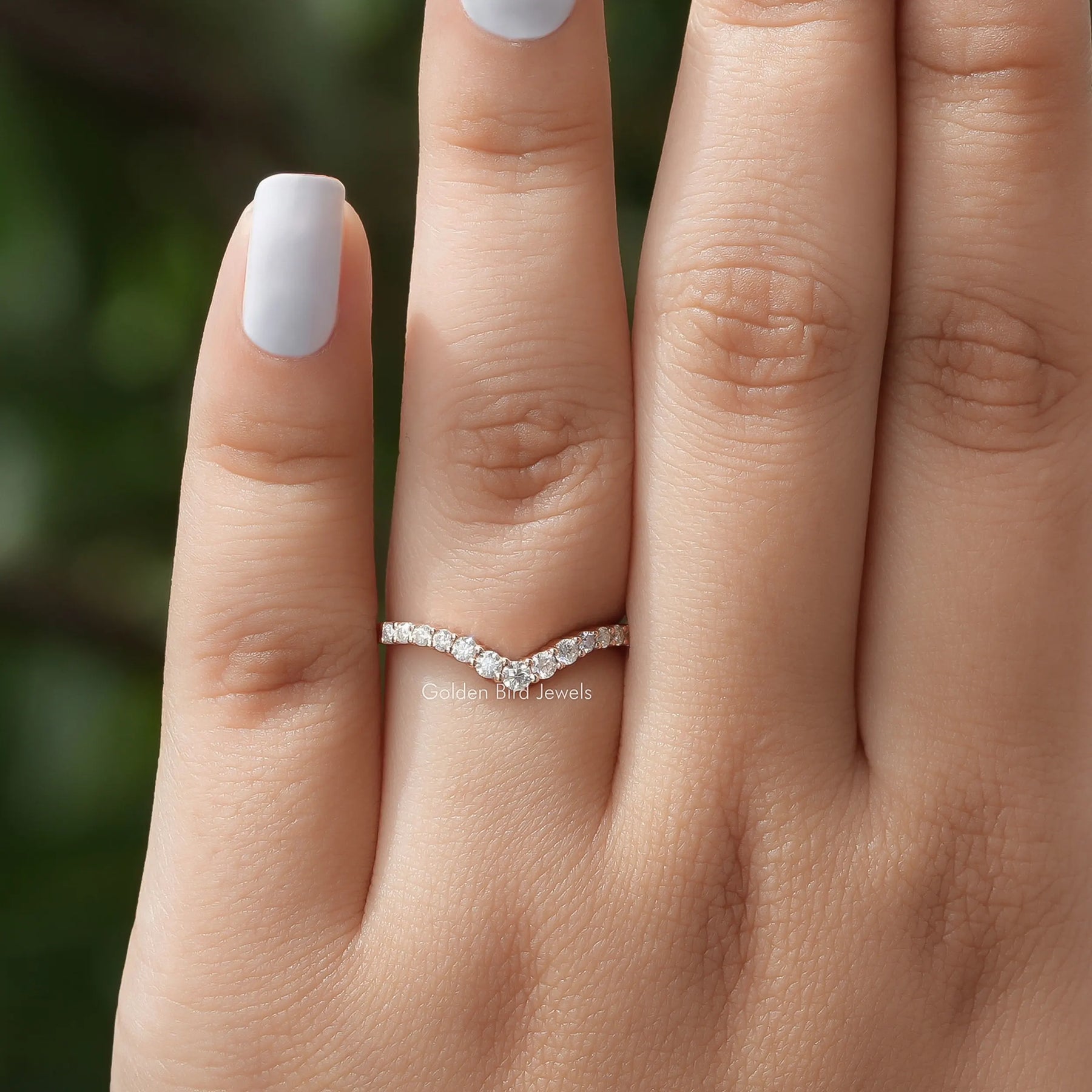 Round Cut Lab Diamond Chevron Eternity Band