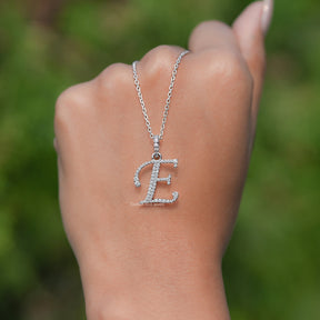 Round Cut Moissanite E Letter Pendant