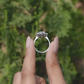 Round Cut Moissanite Halo Engagement Ring