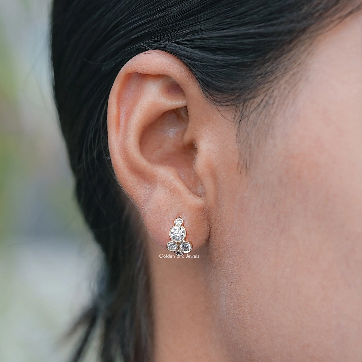 Solid Gold Round Shaped Lab Grown Diamond Huggie Earrings