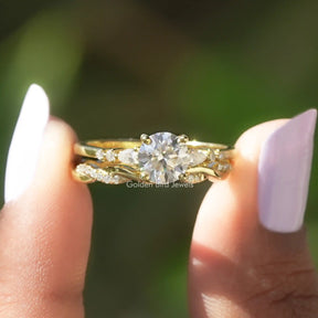 Round Cut Lab Diamond Accent Bridal Set