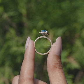 Back view of Moissanite Halo Accent Ring
