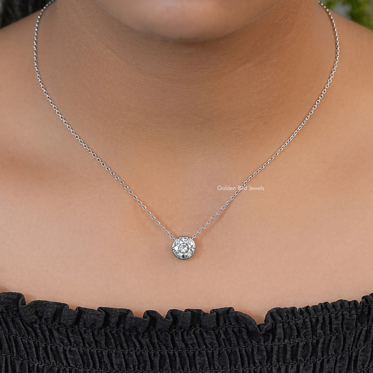 OEC Round Cut Moissanite Solitaire Necklace