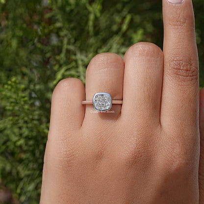 Cushion Moissanite Diamond Bezel Set Promise Ring