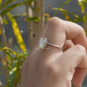 View of A Moissanite Calf's Head Solitaire Ring In White Gold
