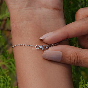 Back view of lab diamond heart cut bracelet
