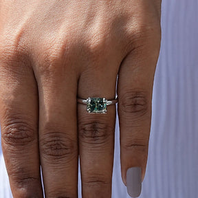 View of East West Radiant Cut Moissanite Ring In White Gold
