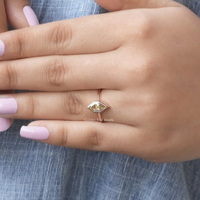 Detailed View Of Dutch Marquise Cut Moissanite Engagement Ring