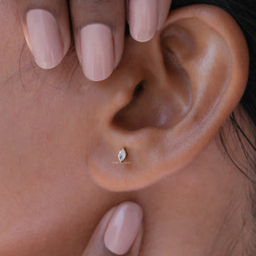 Colorless Solitaire Marquise Cut Stud Earrings