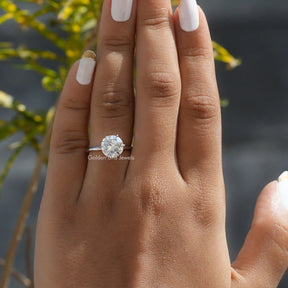Round Cut Moissanite Solitaire Bridal Ring In Finger