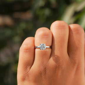 Moissanite Round Cut Solitaire Ring In finger