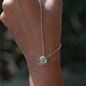 Full view of moissanite pendant in unique shape 