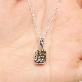 Close view of solitaire moissanite pendant for women