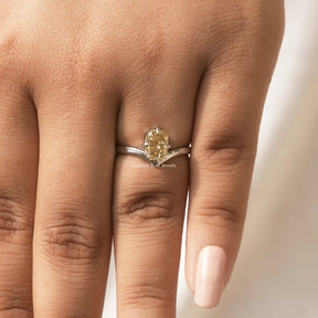 Close-Up View of Solitaire Radiant Cut Moissanite Ring In White Gold