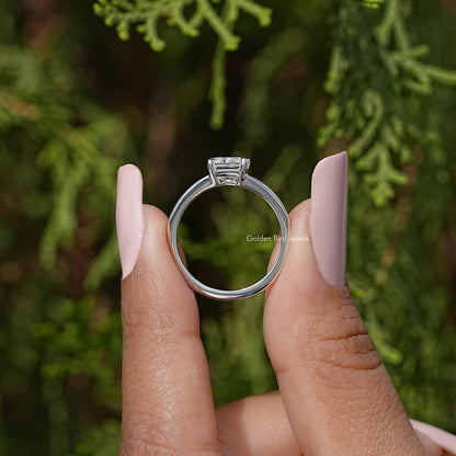 Radiant Cut Moissanite Split Shank Solitaire Engagement Ring