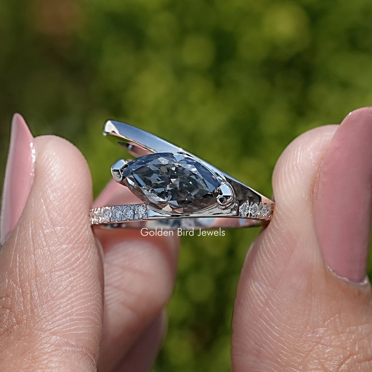 Split Shank Marquise Cut Moissanite Engagement Ring