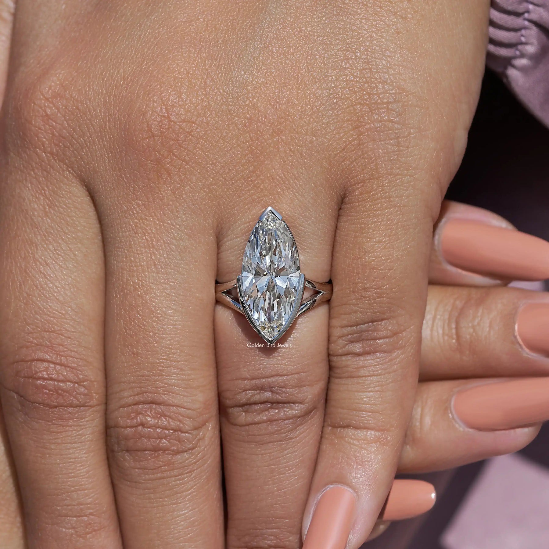 Marquise Cut Lab Diamond Split Shank Ring