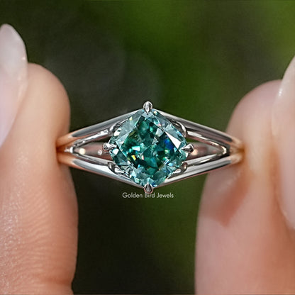 Cushion Moissanite Split Shank Wedding Ring