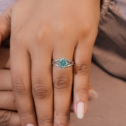 Cushion Moissanite Split Shank Wedding Ring